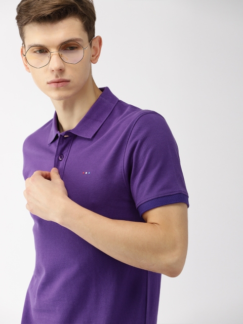 

Harvard Men Purple Solid Polo Collar T-shirt