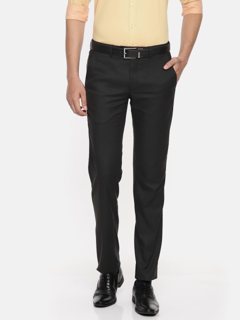 

Van Heusen Men Black Slim Fit Solid Formal Trousers