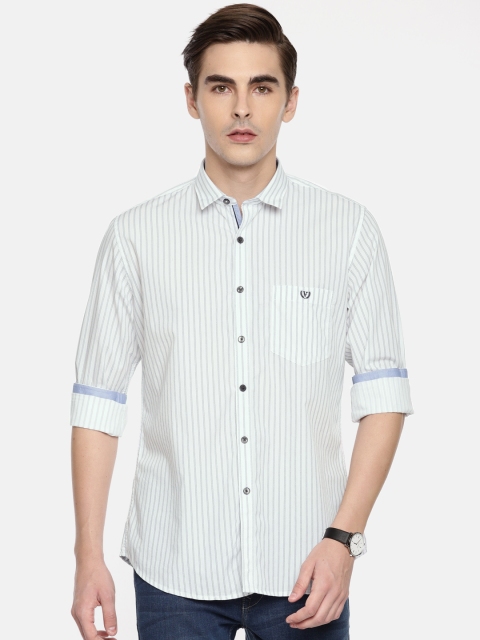 

Van Heusen Sport Men White & Navy Blue Slim Fit Printed Casual Shirt