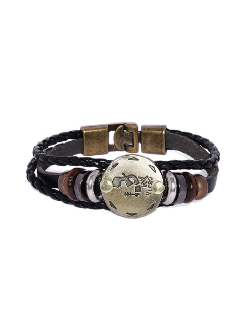 

Golden Peacock Black Alloy Bangle-Style Bracelet