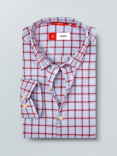 

INVICTUS Men Blue & Red Slim Fit Checked Casual Shirt