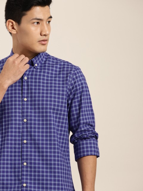 

INVICTUS Men Blue Slim Fit Checked Casual Shirt