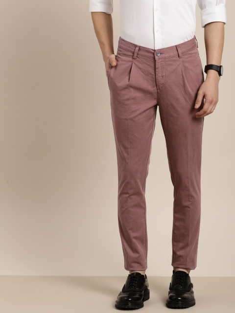 

INVICTUS Men Mauve Slim Fit Solid Regular Trousers