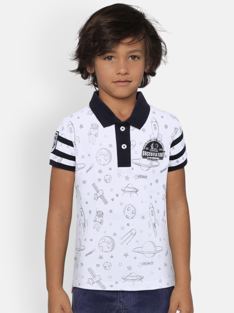 

Palm Tree Boys White Printed Polo Collar T-shirt