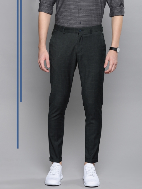 

Louis Philippe Ath.Work Men Charcoal Grey Tapered Fit Checked Smart Casual Trousers