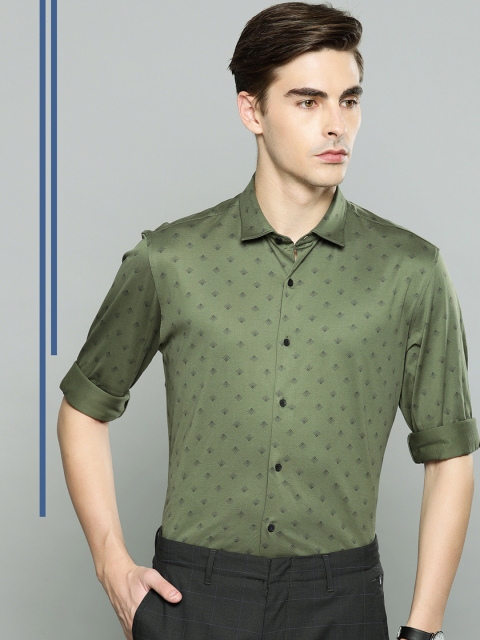 

Louis Philippe Ath.Work Men Green Slim Fit Printed Smart Casual Shirt