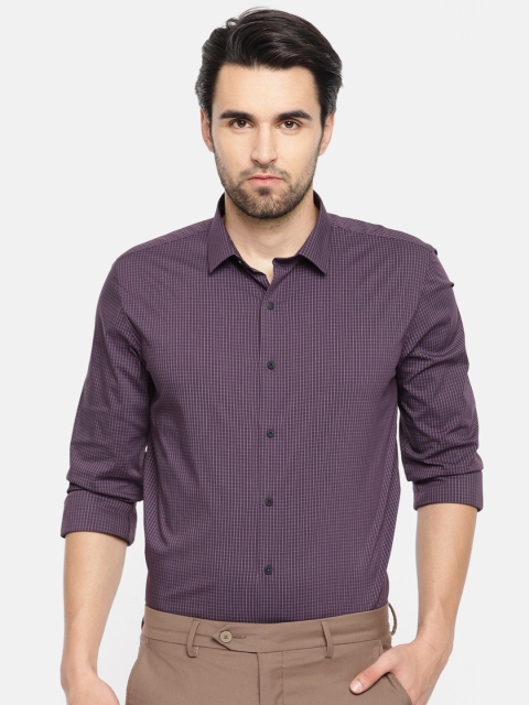 

Louis Philippe Ath.Work Men Purple & White Slim Fit Checked Formal Shirt