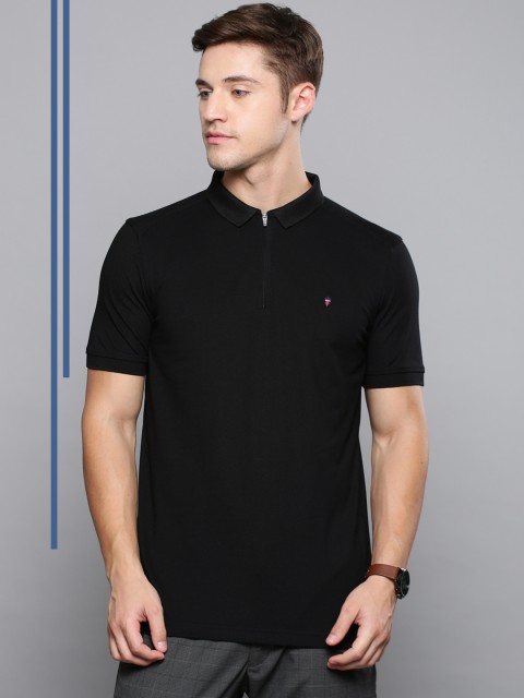 

Louis Philippe Ath.Work Men Black Solid Polo Collar T-shirt