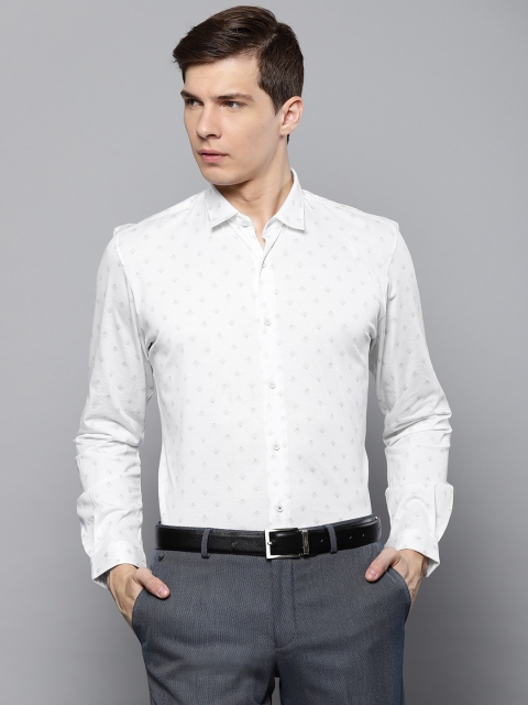 

Louis Philippe Ath.Work Men White & Grey Super Slim Fit Printed Formal Shirt
