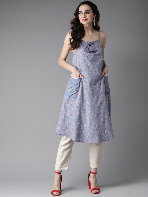 

Moda Rapido Women Blue Printed A-Line Kurta