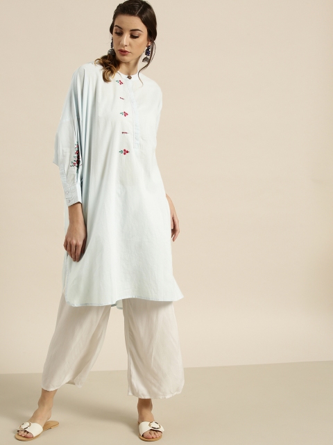 

Moda Rapido Women Blue Solid Straight Kurta