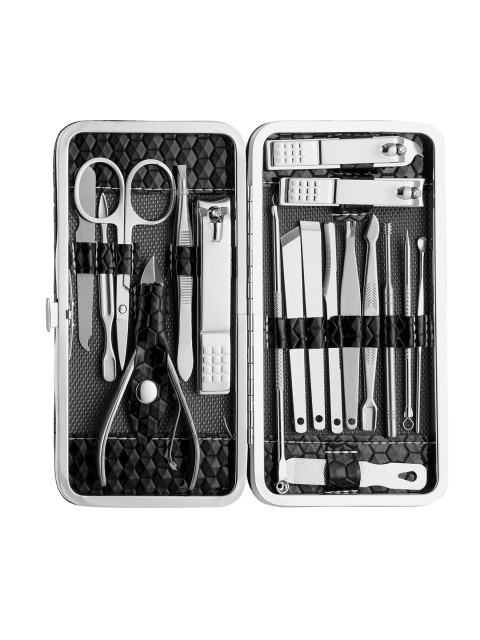 

Foolzy Set of 12 Tools Manicure Pedicure Set, Black