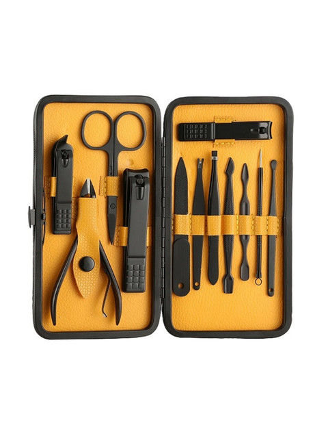 

Foolzy Set of 12 Tools Manicure Pedicure Set, Black