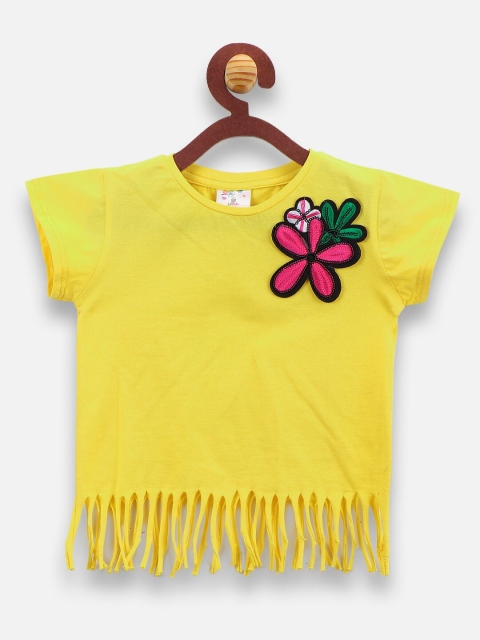 

LilPicks Girls Yellow Solid Crop Top