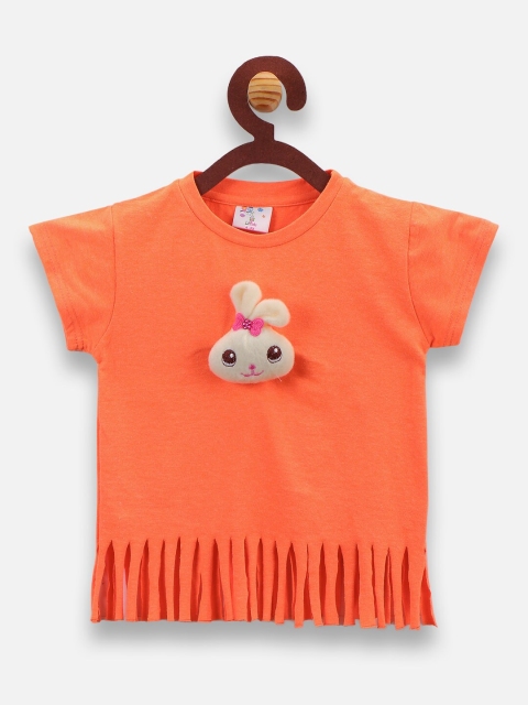 

LilPicks Girls Orange Embellished Top