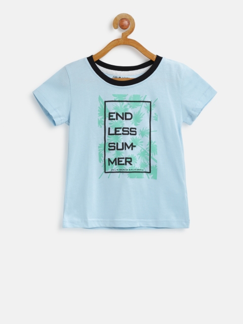 

Gini and Jony Boys Blue Printed Round Neck T-shirt