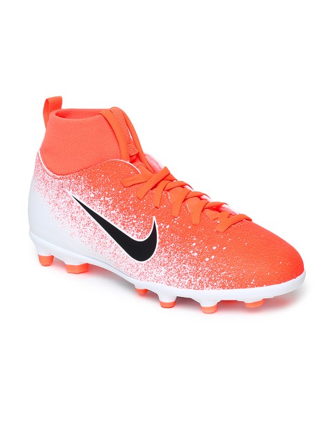 

Nike Kids Orange & White Mid-Top Superfly 6 Club Football Shoes