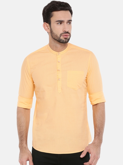 

Chennis Men Orange Solid Straight Kurta
