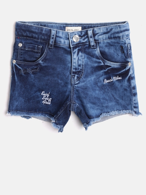 

Gini and Jony Girls Navy Blue Solid Regular Fit Denim Shorts