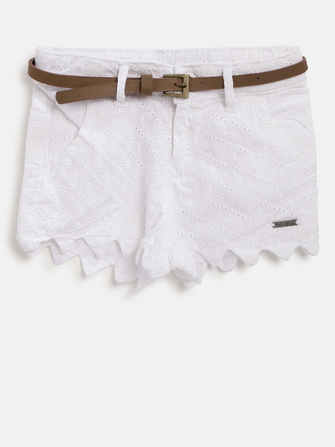 

Gini and Jony Girls White Schiffli Embroidered Regular Fit Shorts
