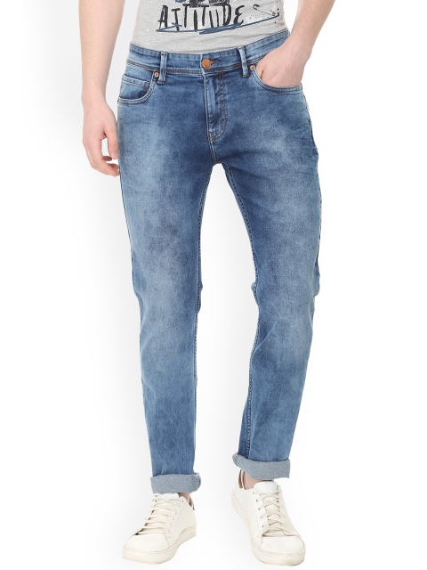 

People Men Blue Slim Fit Mid-Rise Clean Look Stretchable Jeans