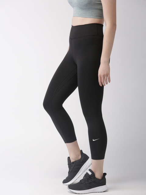 

Nike Women Black Solid ALL-IN CROP Dri-FIT Three-Forth Training Tights