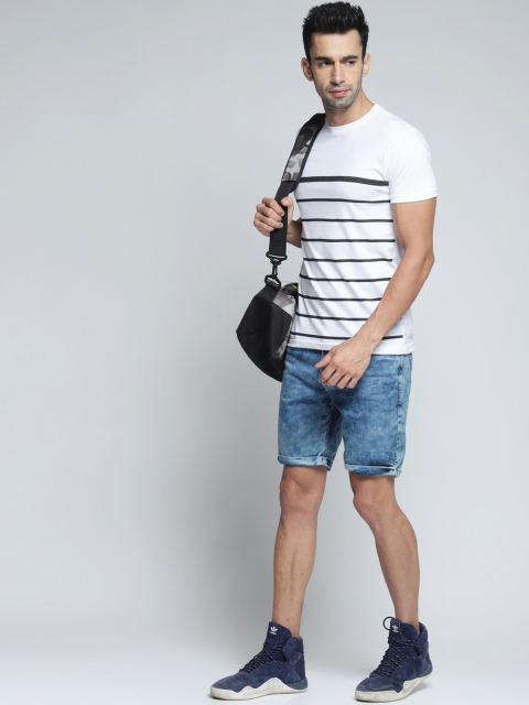 

DILLINGER Men White Striped Round Neck T-shirt