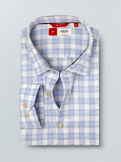 

INVICTUS Men White & Blue Slim Fit Checked Casual Shirt