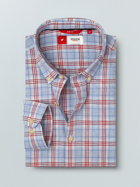 

INVICTUS Men Blue & Red Slim Fit Checked Casual Shirt