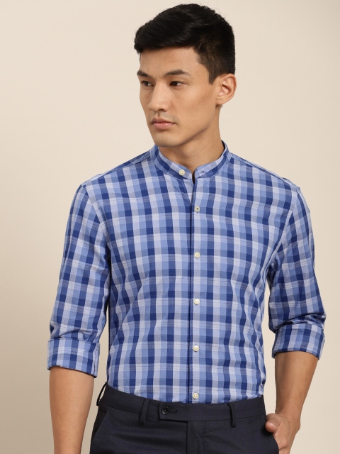 

INVICTUS Men Blue & White Slim Fit Tartan Checks Casual Shirt