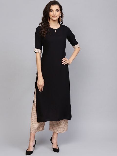 

Libas Women Black & Beige Solid Kurta with Palazzos