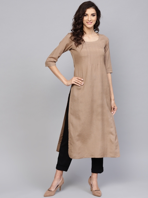 

Libas Women Brown Yoke Design Straight Kurta