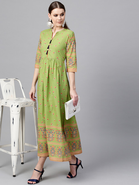 

Libas Women Green Printed Maxi Dress