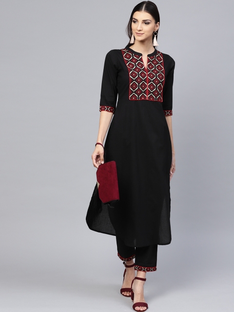 

Libas Women Black & Red Yoke Design Kurta with Trousers