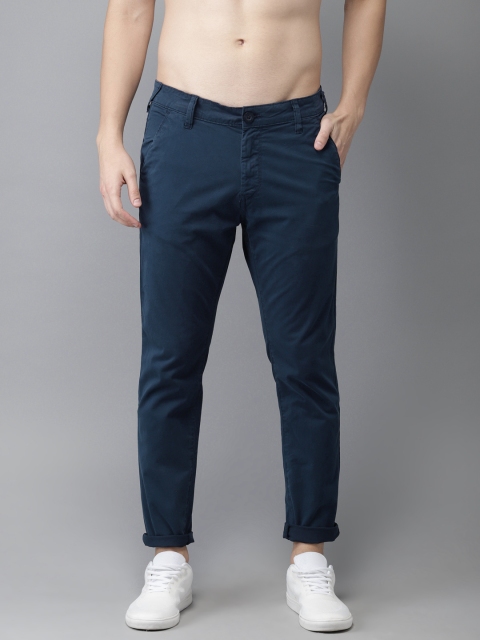 

HERE&NOW Men Navy Blue Slim Fit Solid Chinos