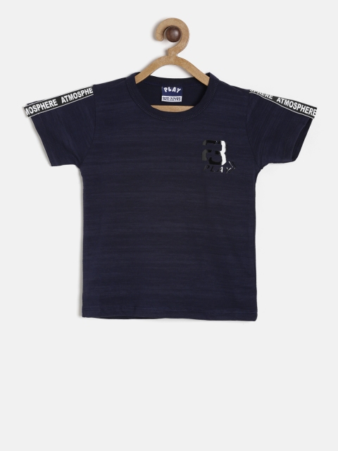 

Little Kangaroos Boys Navy Blue Solid Round Neck T-shirt