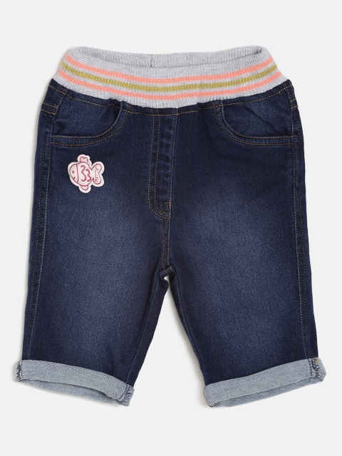 

Little Kangaroos Girls Blue Solid Slim Fit Capris