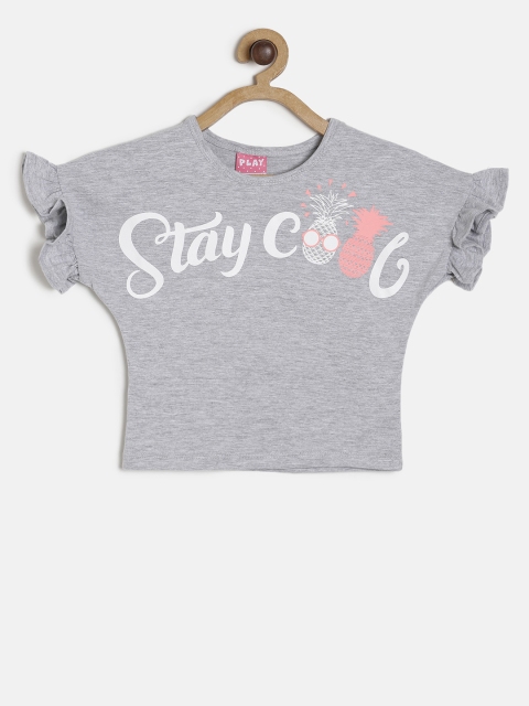 

Little Kangaroos Girls Grey Printed Top