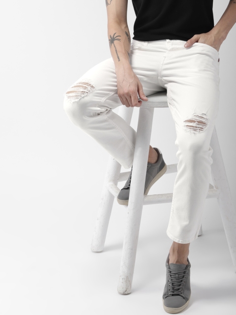 

Mast & Harbour Men White Slim Fit Mid-Rise Mildly Distressed Stretchable Jeans