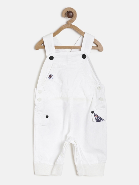 

Little Kangaroos Boys White Solid Dungarees