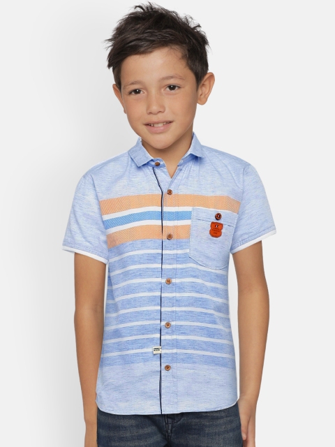 

Little Kangaroos Boys Blue & White Striped Casual Shirt