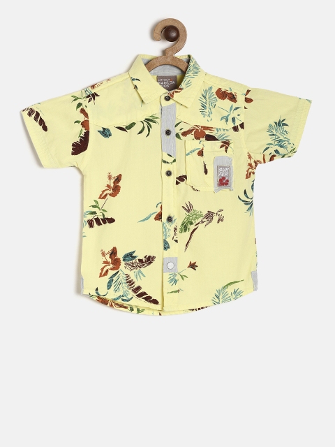 

Little Kangaroos Boys Yellow Regular Fit Printed Casual Shirt