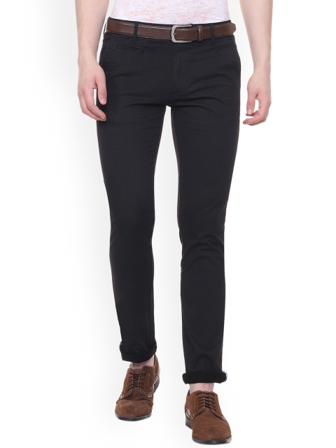 

V Dot Men Black Slim Fit Printed Regular Trousers