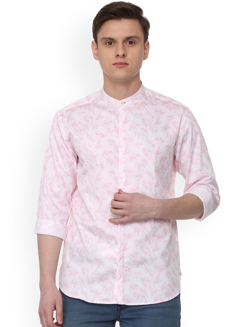 

V Dot Men Pink Slim Fit Printed Casual Shirt