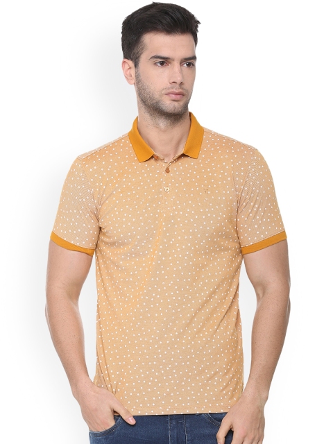 

V Dot Men Yellow Printed Polo Collar T-shirt