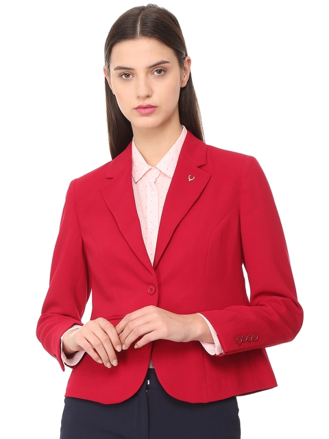

Allen Solly Woman Red Solid Regular-Fit Single-Breasted Blazer