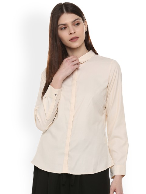 

Allen Solly Woman Women Beige Regular Fit Solid Casual Shirt