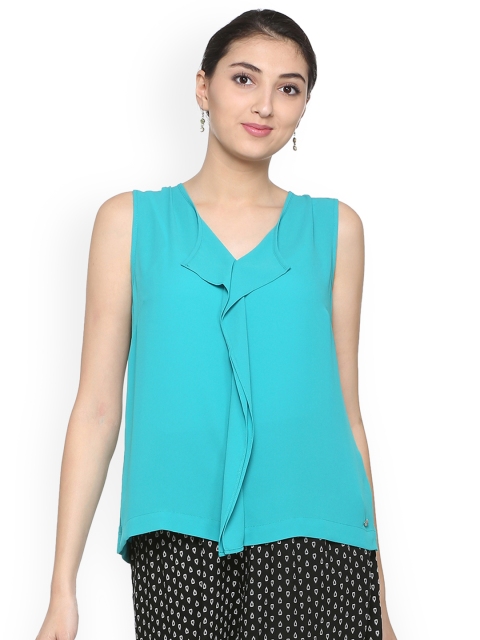 

Allen Solly Woman Teal Blue Solid Top