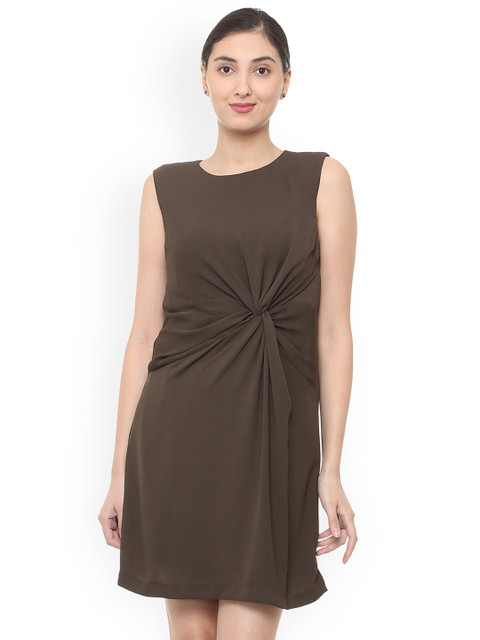 

Allen Solly Woman Women Brown Solid Wrap Dress
