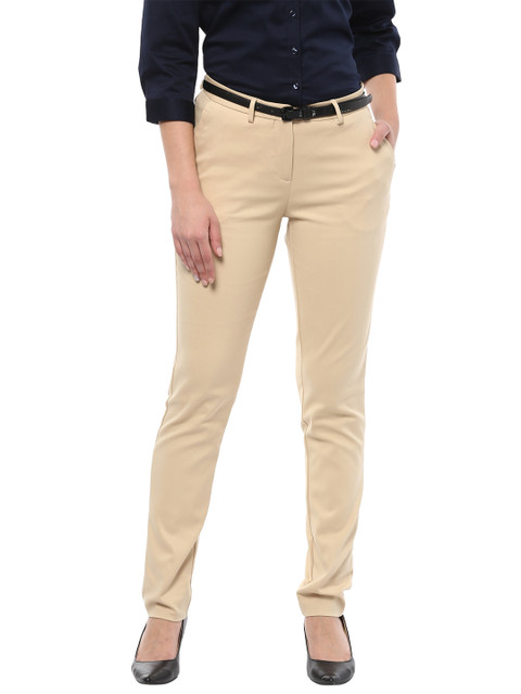 

Allen Solly Woman Beige Regular Fit Solid Regular Trousers